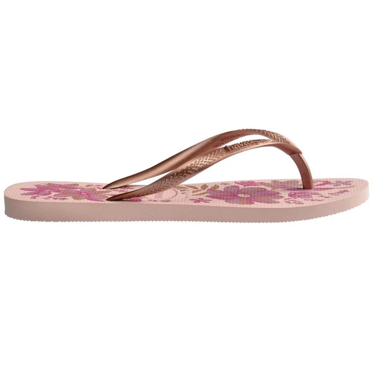Chinelo Havaianas Slim Organic Feminino - Rosa e Dourado Rosa/Dourado 3