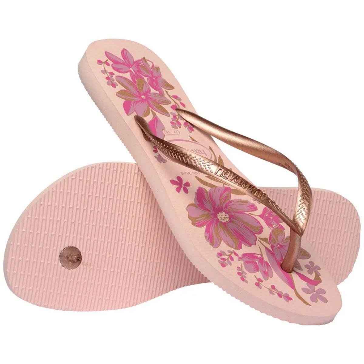Chinelo Havaianas Slim Organic Feminino - Rosa e Dourado Rosa/Dourado 4