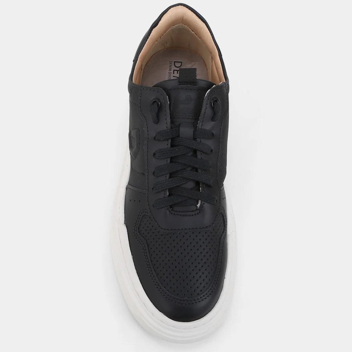 Tênis Couro Democrata Denim Block Masculino - Preto Preto 3