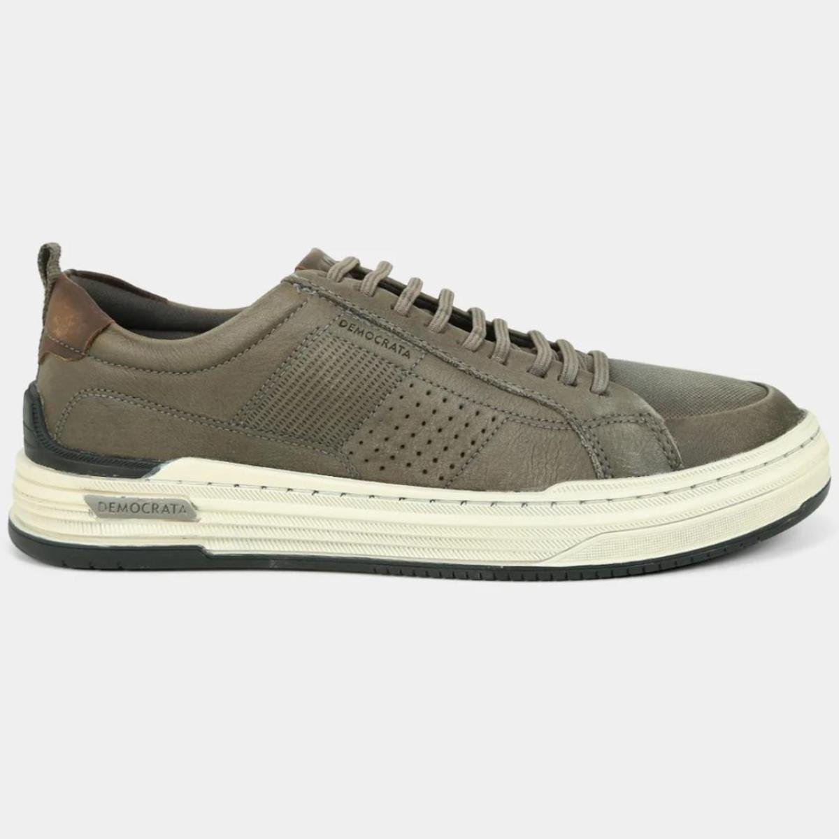 Tênis Couro Democrata Denim Mike Masculino - Cinza Cinza 2