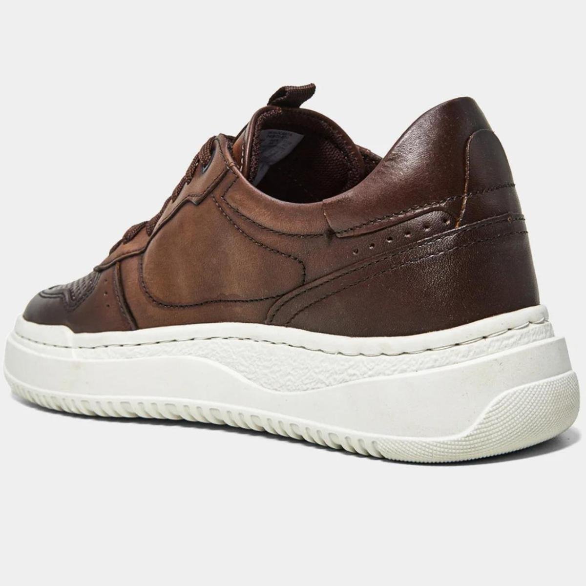 Tênis Couro Democrata Denim Block Masculino - Marrom Escuro Marrom Escuro 4
