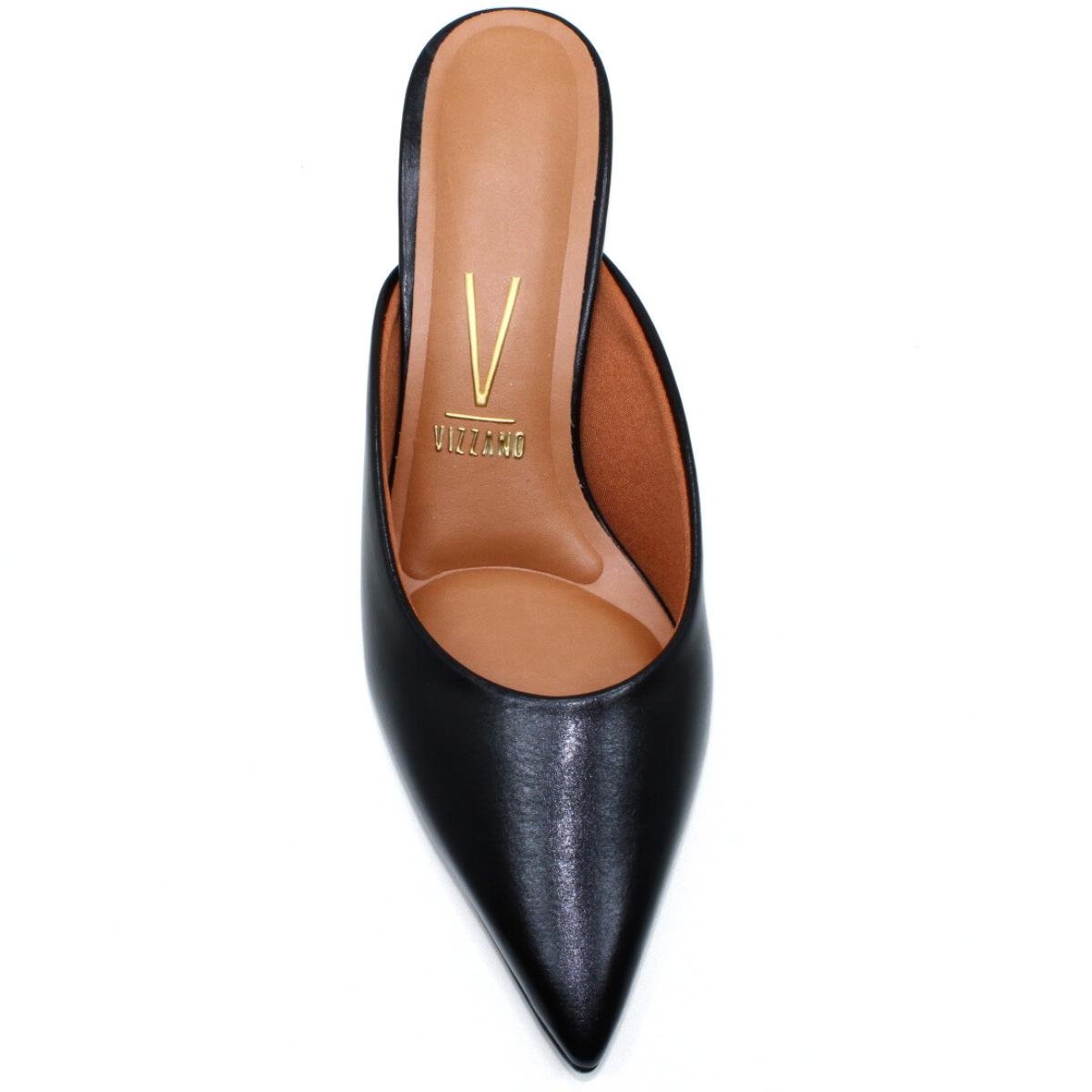 Tamanco Mule Vizzano Bico Fino Salto Baixo - Preto Preto 3