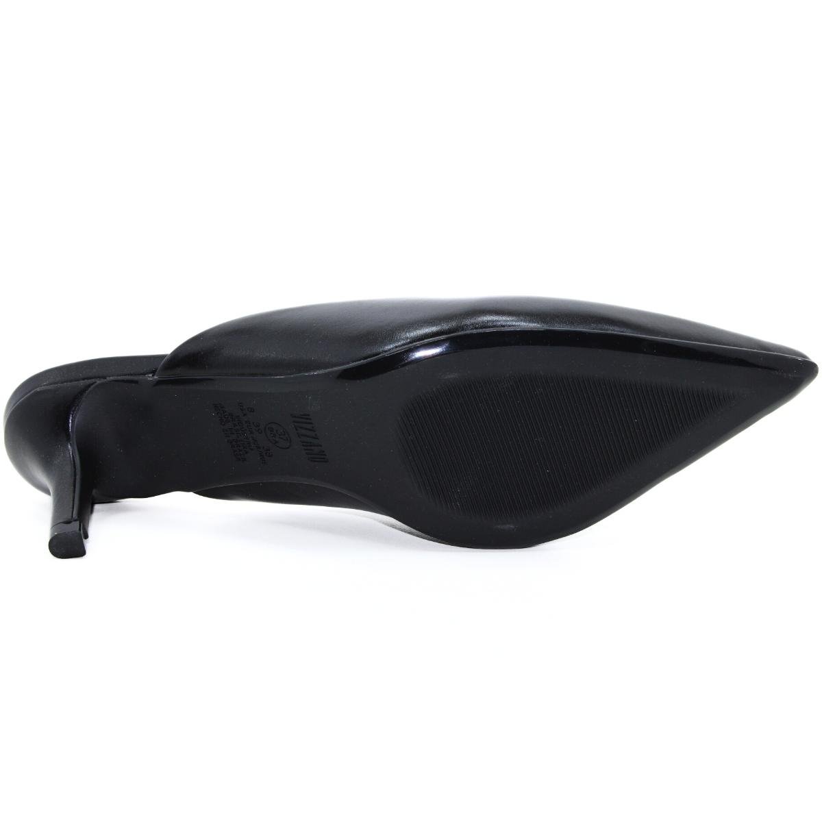 Tamanco Mule Vizzano Bico Fino Salto Baixo - Preto Preto 5
