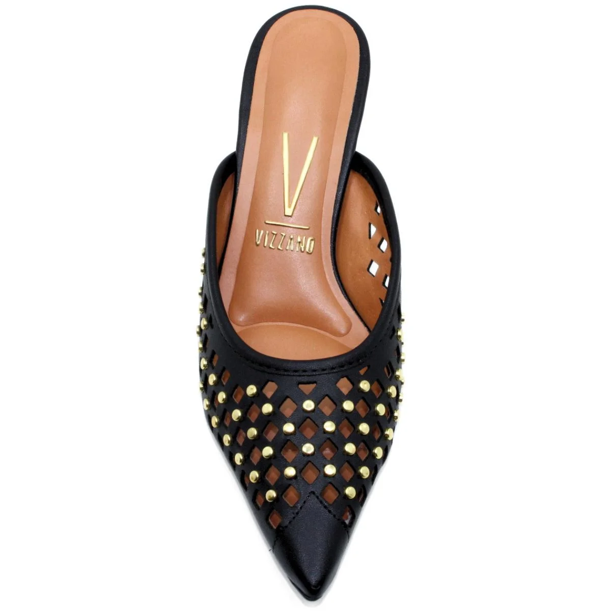 Tamanco Mule Vizzano Apliques Salto Baixo - Preto Preto/Dourado 3