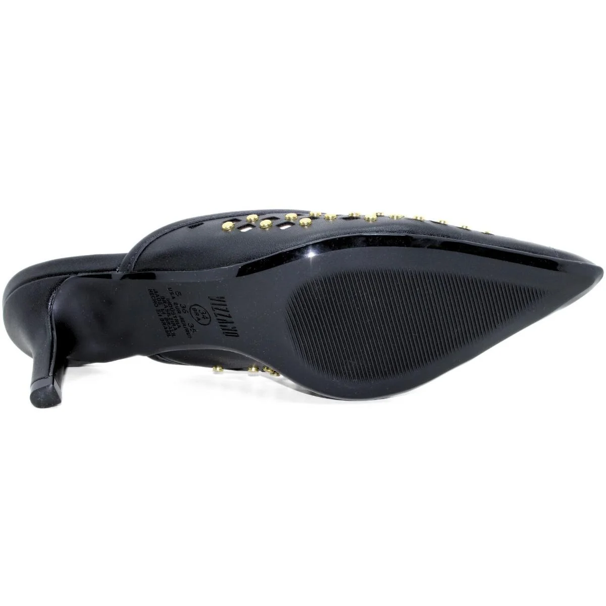 Tamanco Mule Vizzano Apliques Salto Baixo - Preto Preto/Dourado 5
