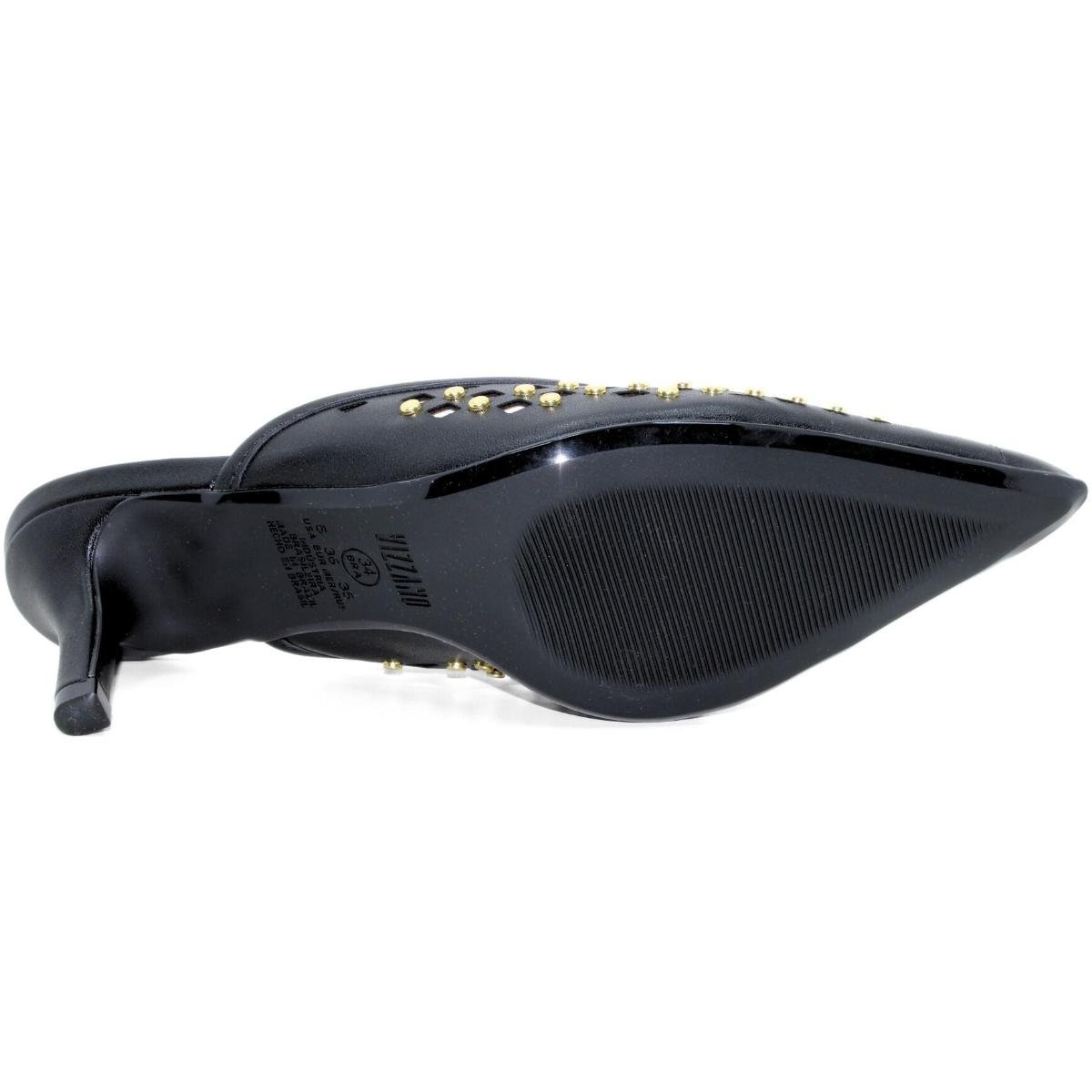 Tamanco Mule Vizzano Apliques Salto Baixo - Preto Preto/Dourado 6