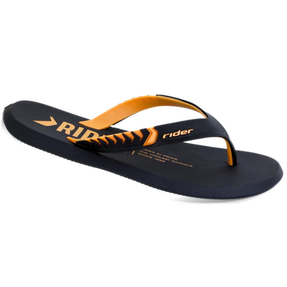 Chinelo Rider R1 Prime Masculino - Preto e Bege Preto/Laranja 3