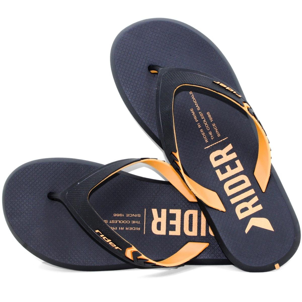 Chinelo Rider R1 Prime Masculino - Preto e Bege Preto/Laranja 4
