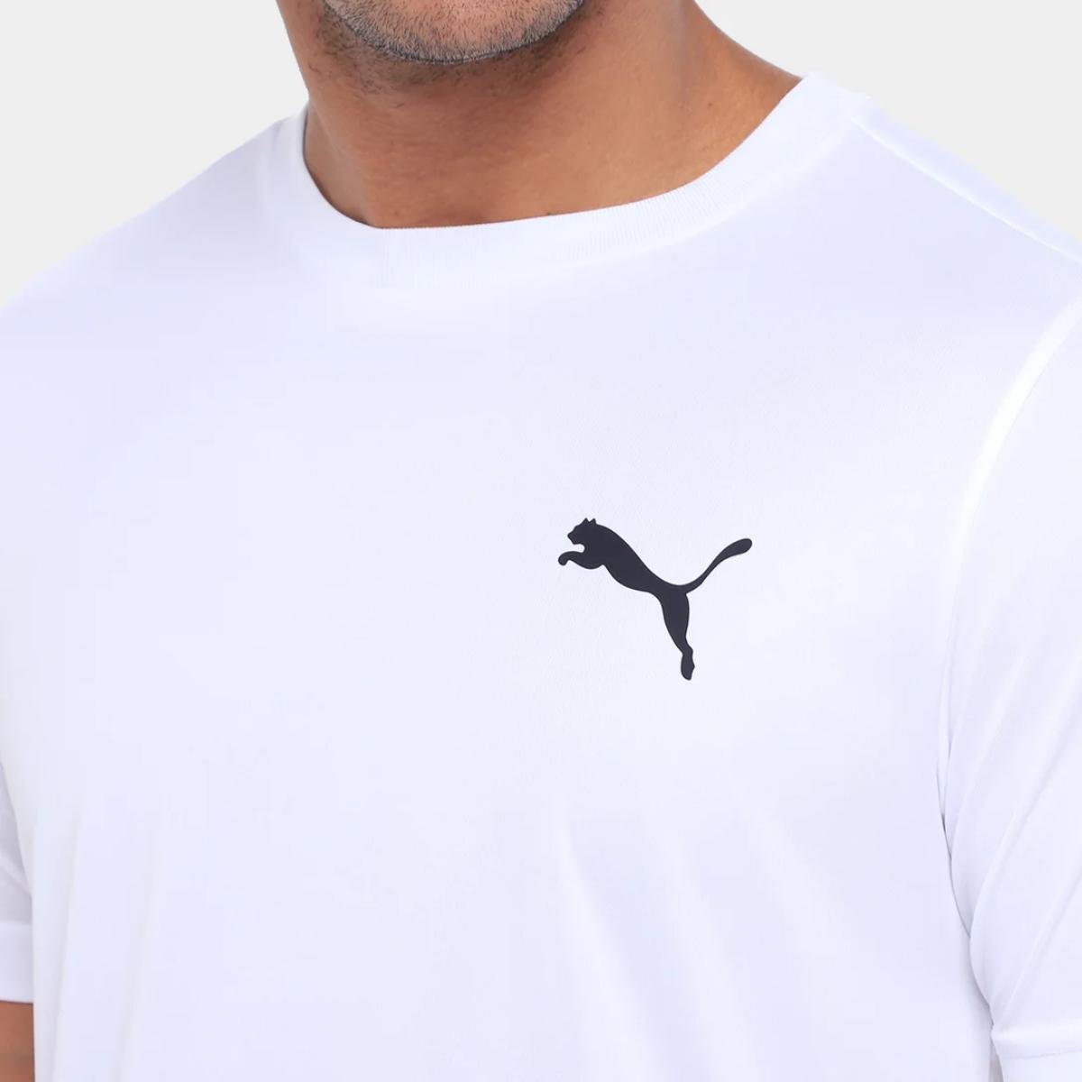Camiseta Puma Small Poly Masculina - Branco Branco/Preto 4