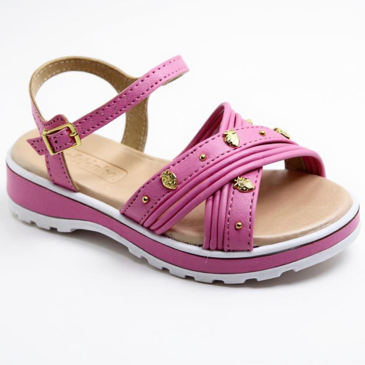 Papete Infantil Molekinha Tira Cruzada Apliques Menina - Rosa