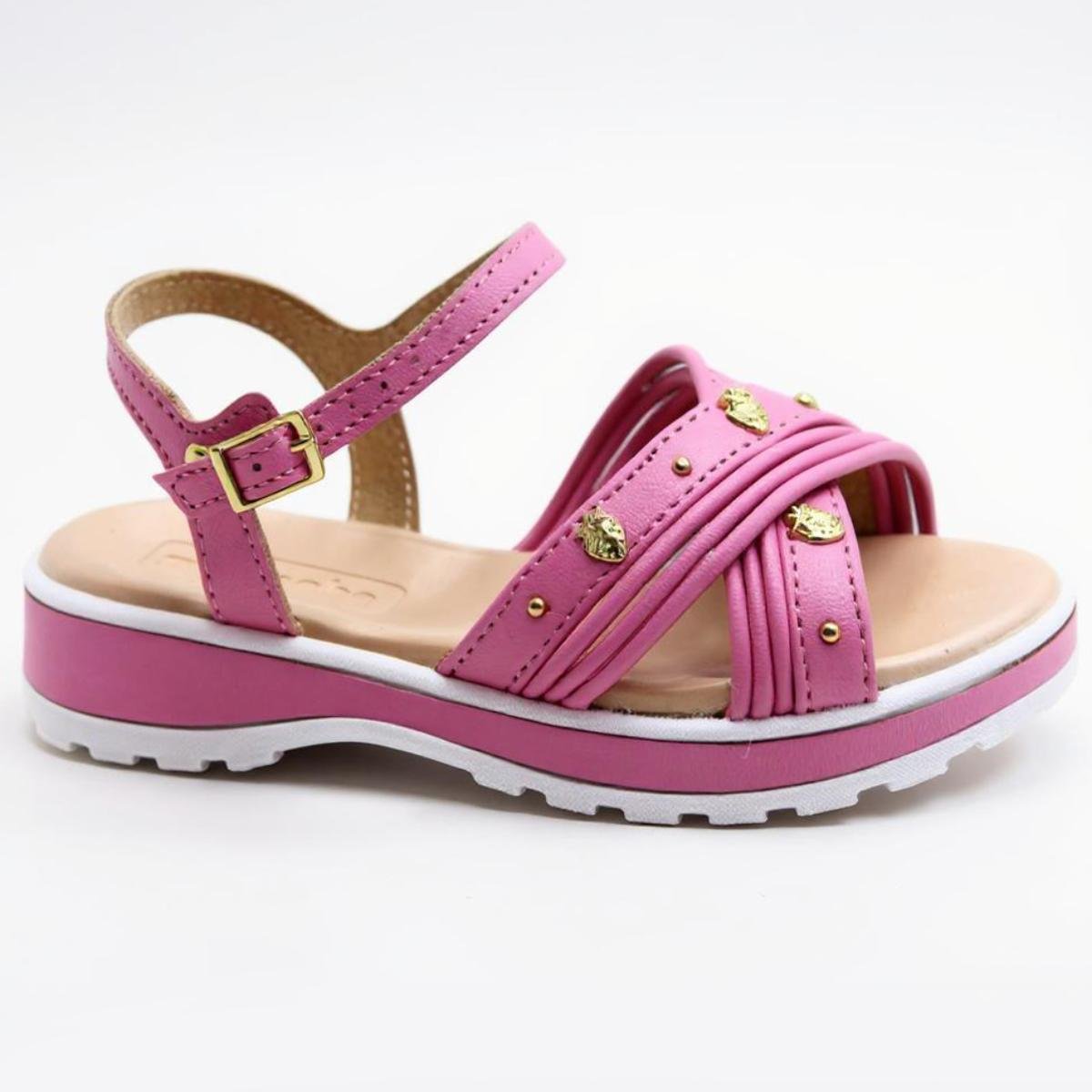 Papete Infantil Molekinha Tira Cruzada Apliques Menina - Rosa Rosa 2