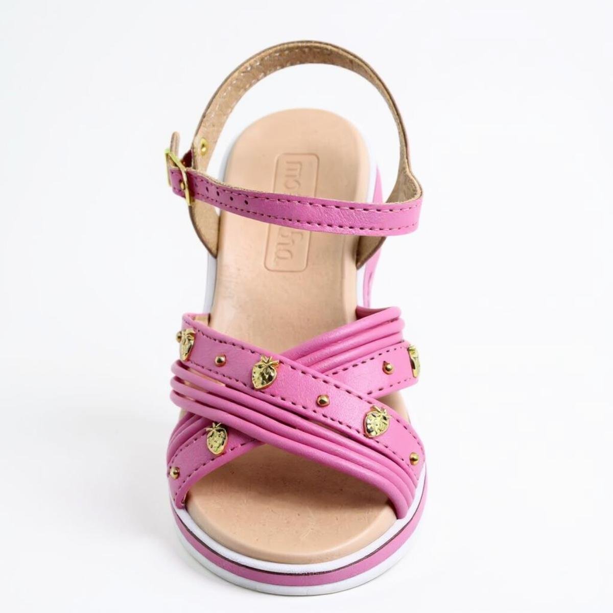 Papete Infantil Molekinha Tira Cruzada Apliques Menina - Rosa Rosa 3