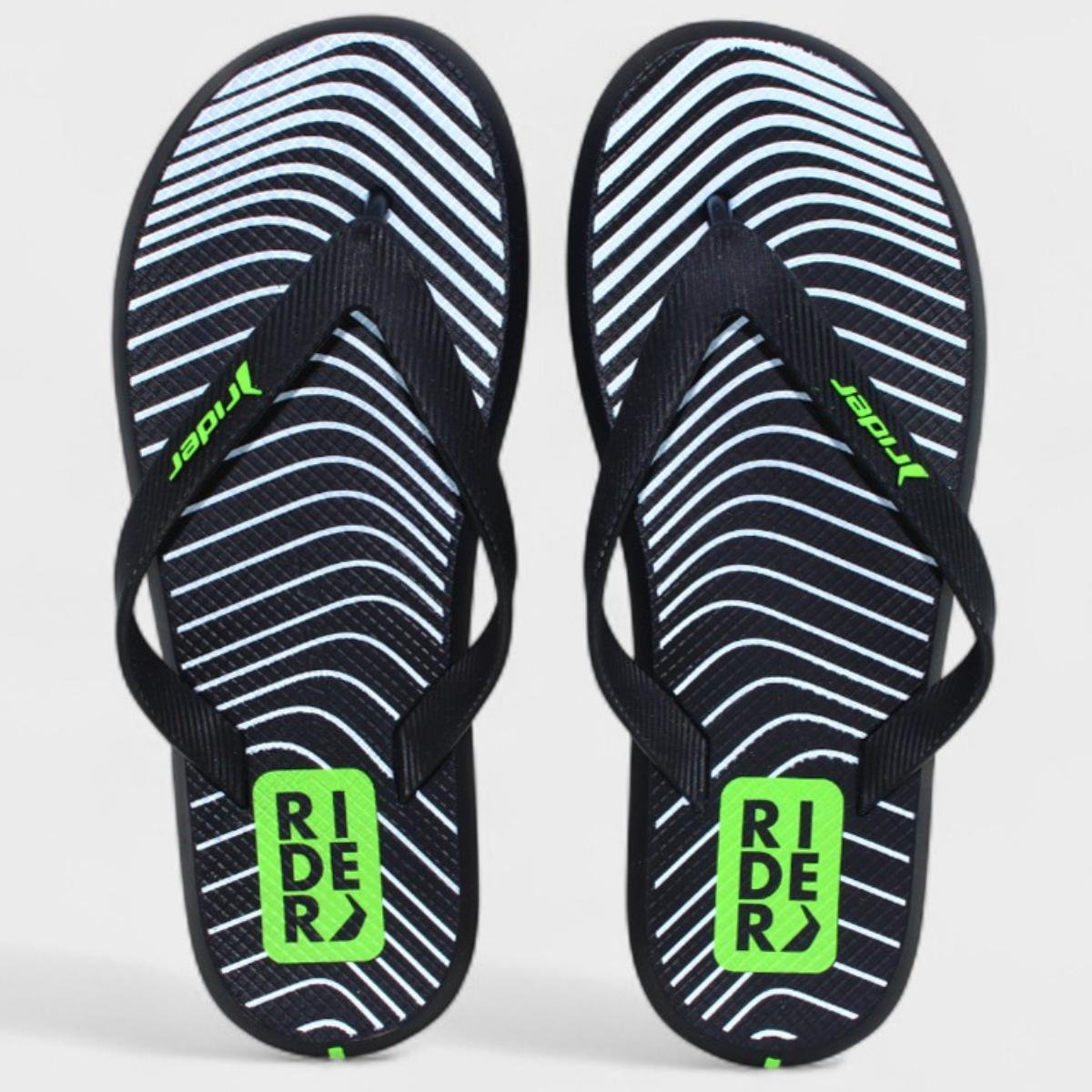 Chinelo Rider R1 Style Masculino - Preto e Branco Preto/Branco/Verde 1