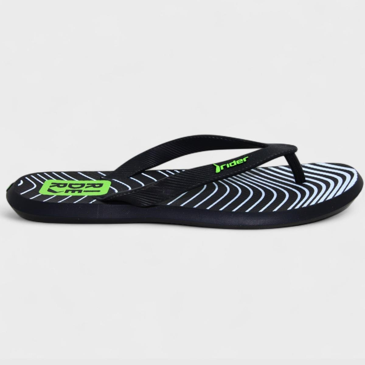 Chinelo Rider R1 Style Masculino - Preto e Branco Preto/Branco/Verde 2