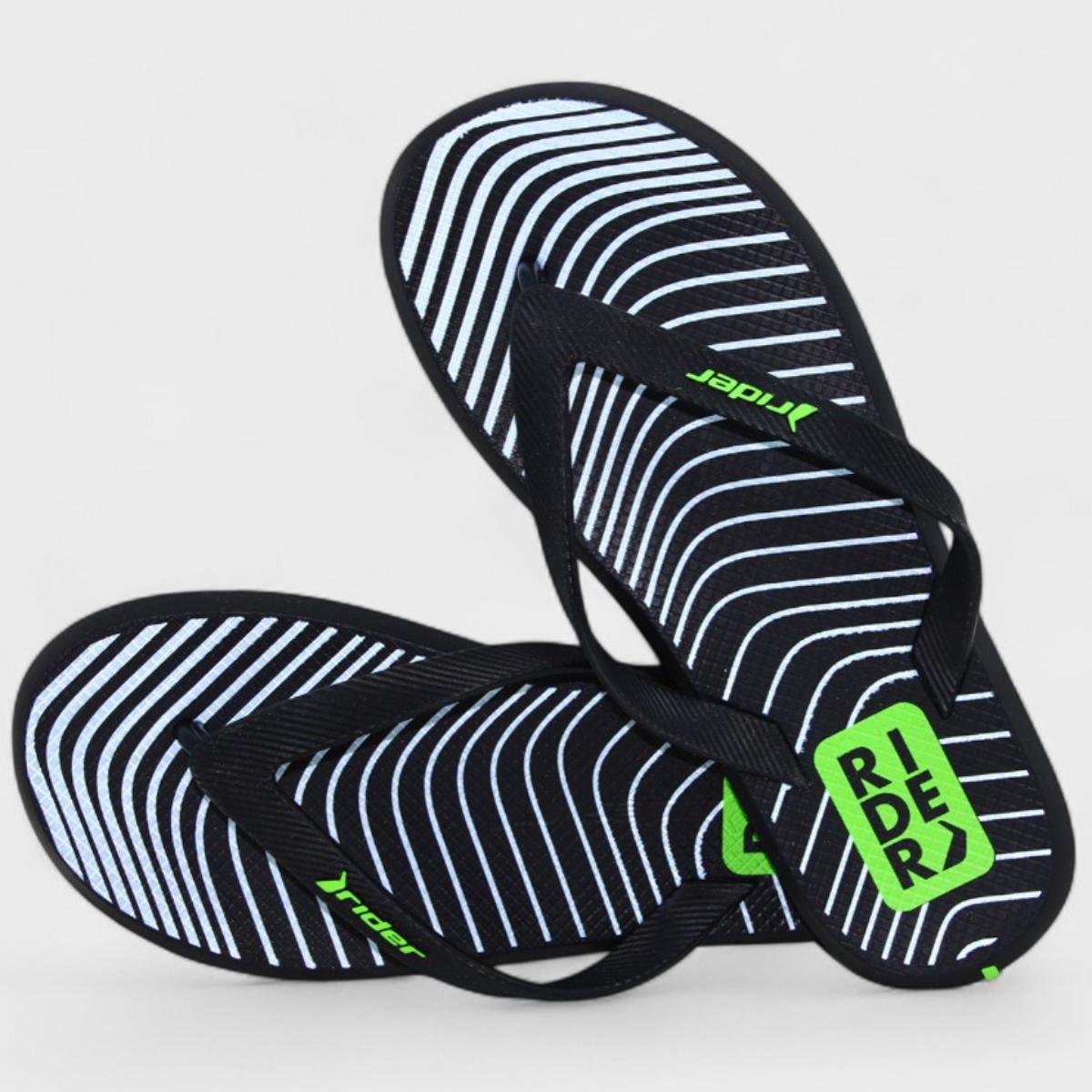 Chinelo Rider R1 Style Masculino - Preto e Branco Preto/Branco/Verde 4