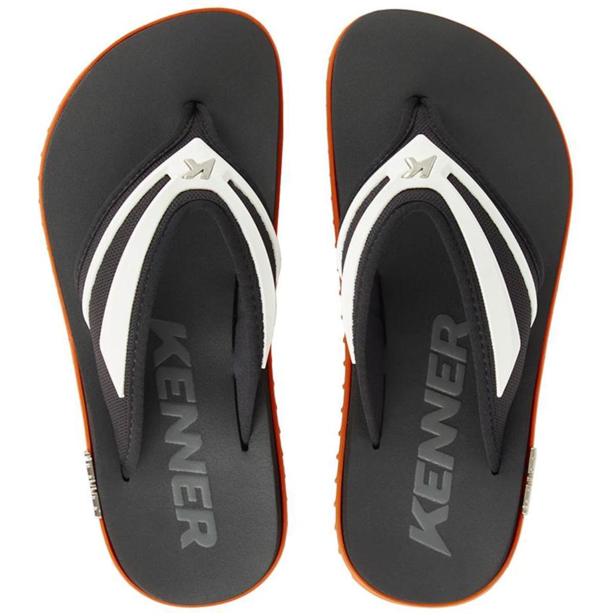 Chinelo Kenner Kivah New Force Masculino - Preto e Branco Preto/Laranja 2