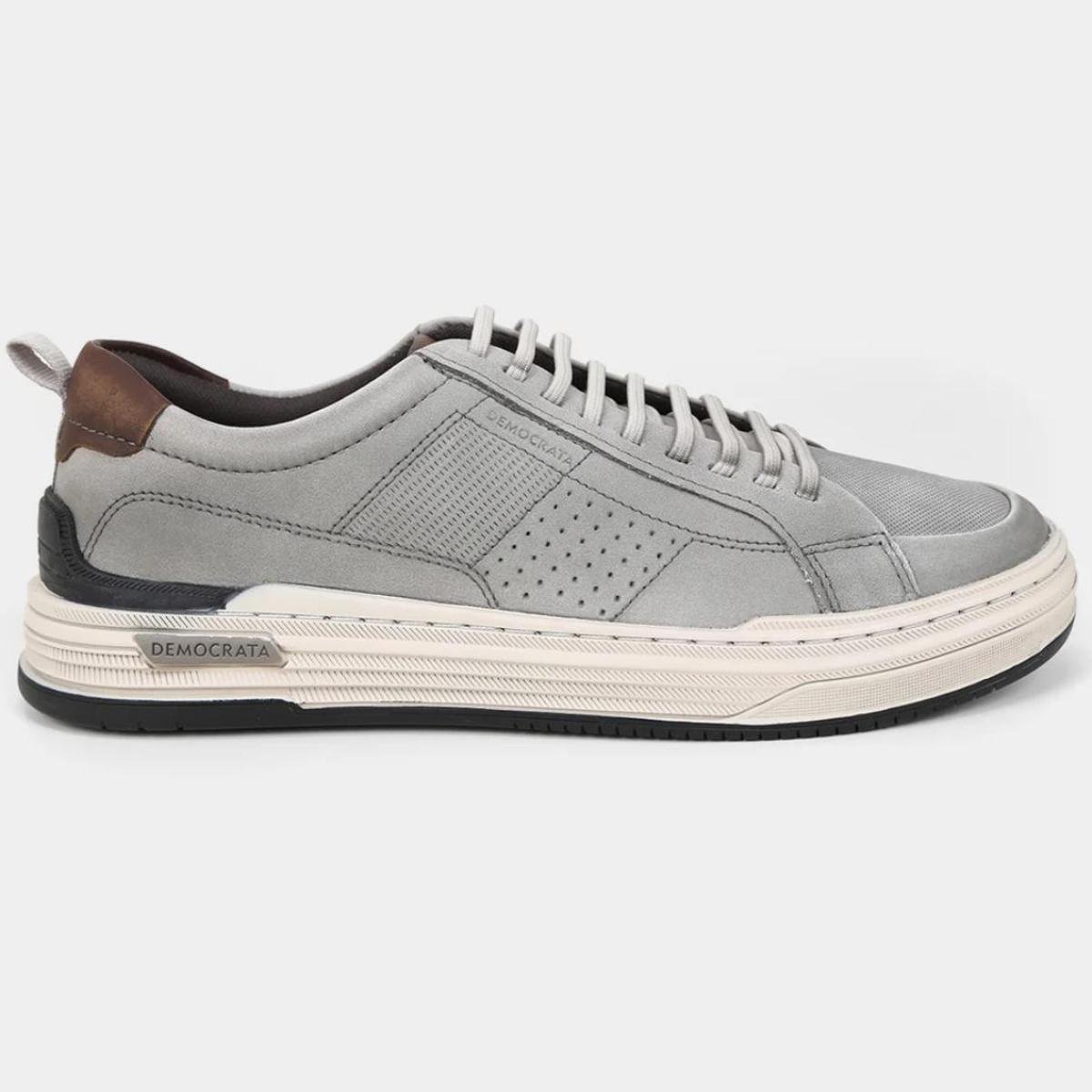 Tênis Couro Democrata Denim Mike Masculino - Chumbo Chumbo 2