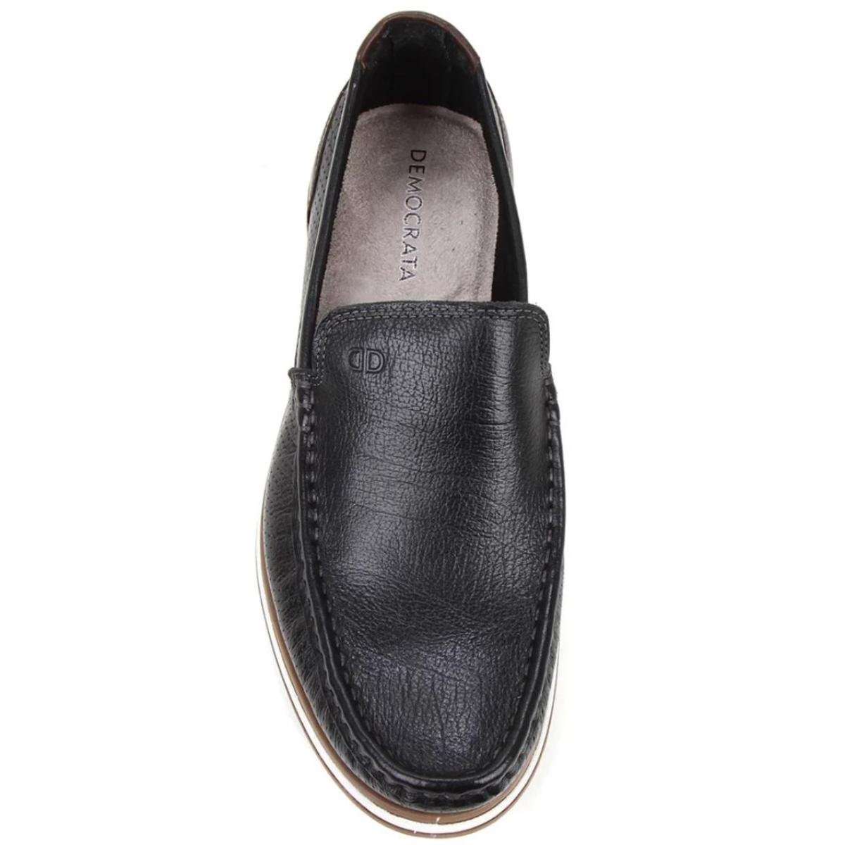Mocassim Couro Democrata Flow Masculino - Preto Preto 3
