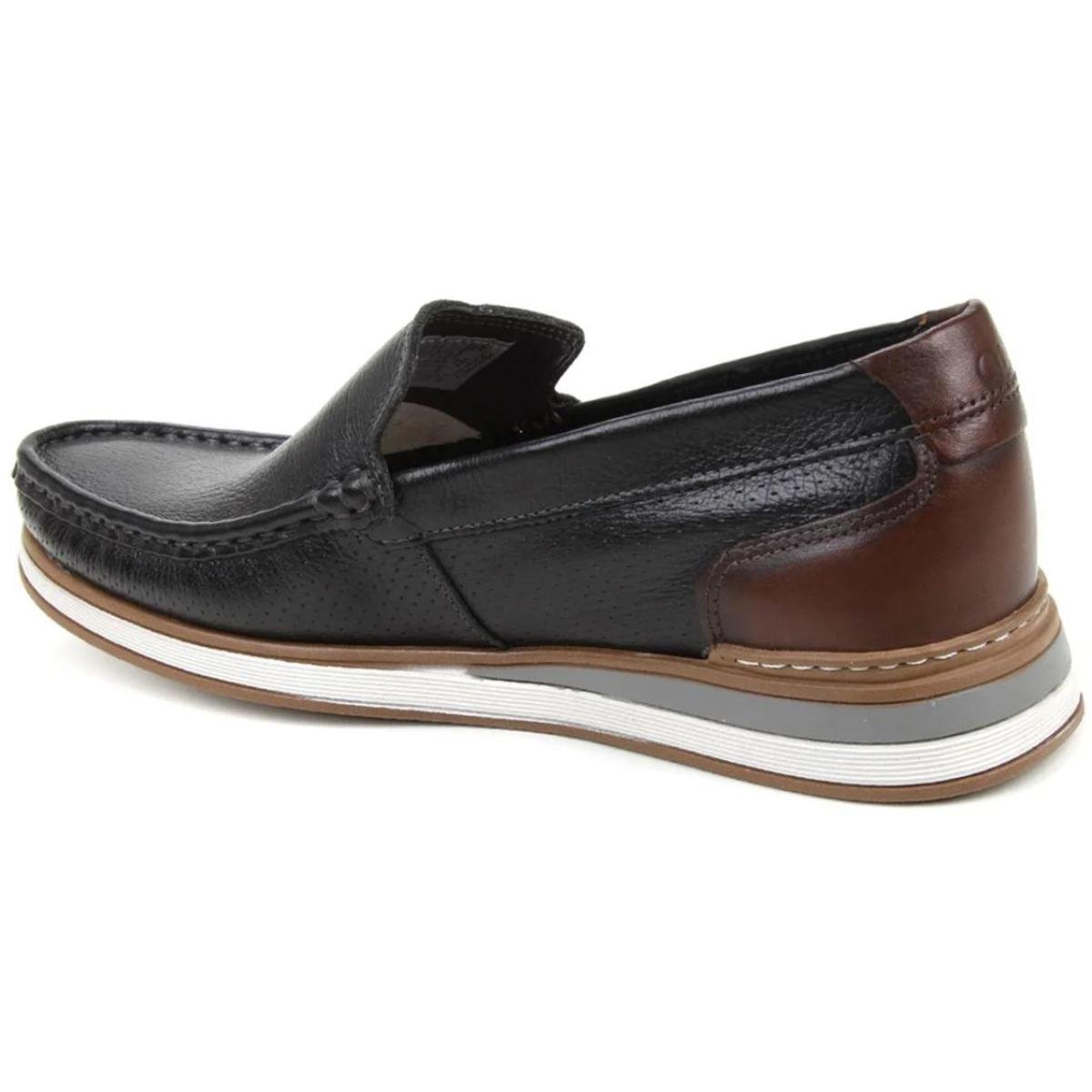 Mocassim Couro Democrata Flow Masculino - Preto Preto 4