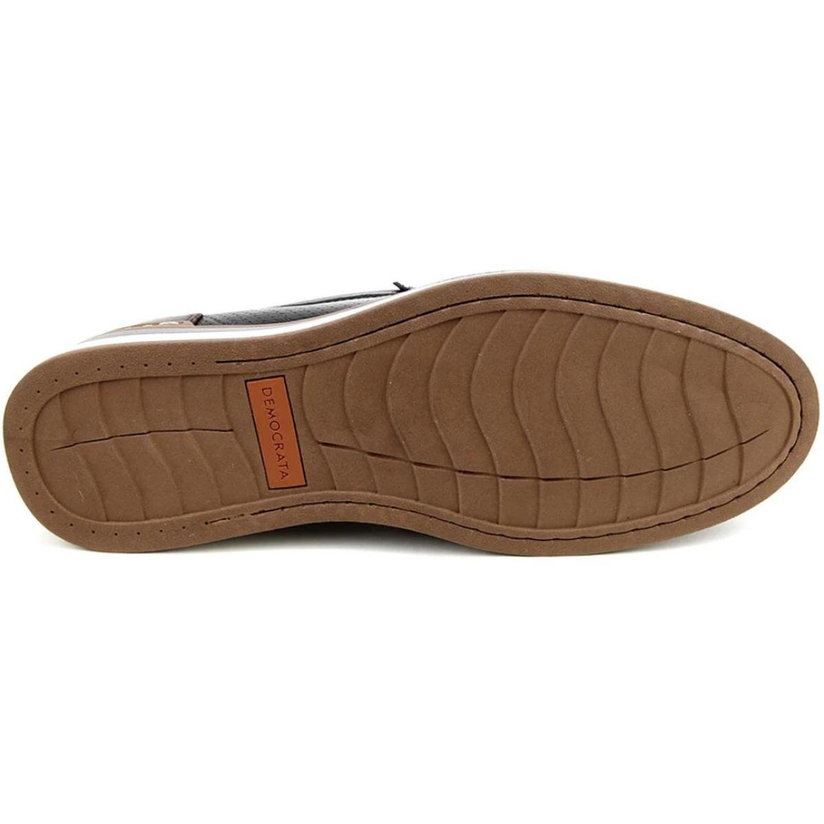Mocassim Couro Democrata Flow Masculino - Preto Preto 5