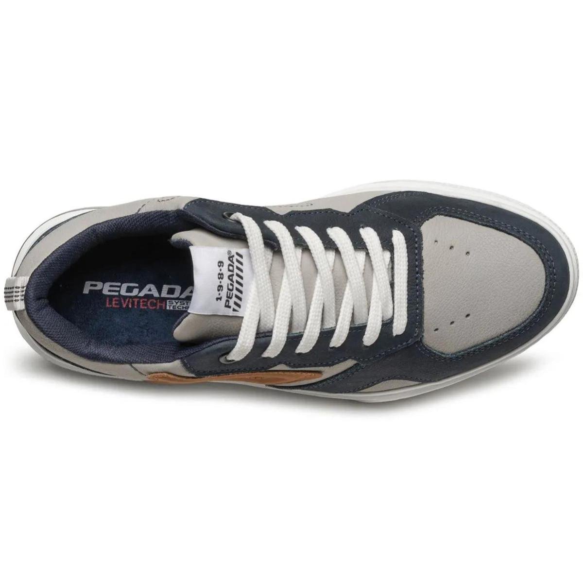 Tênis Couro Pegada Silver Casual Masculino - Bege e Preto Bege/Preto/Marrom 3