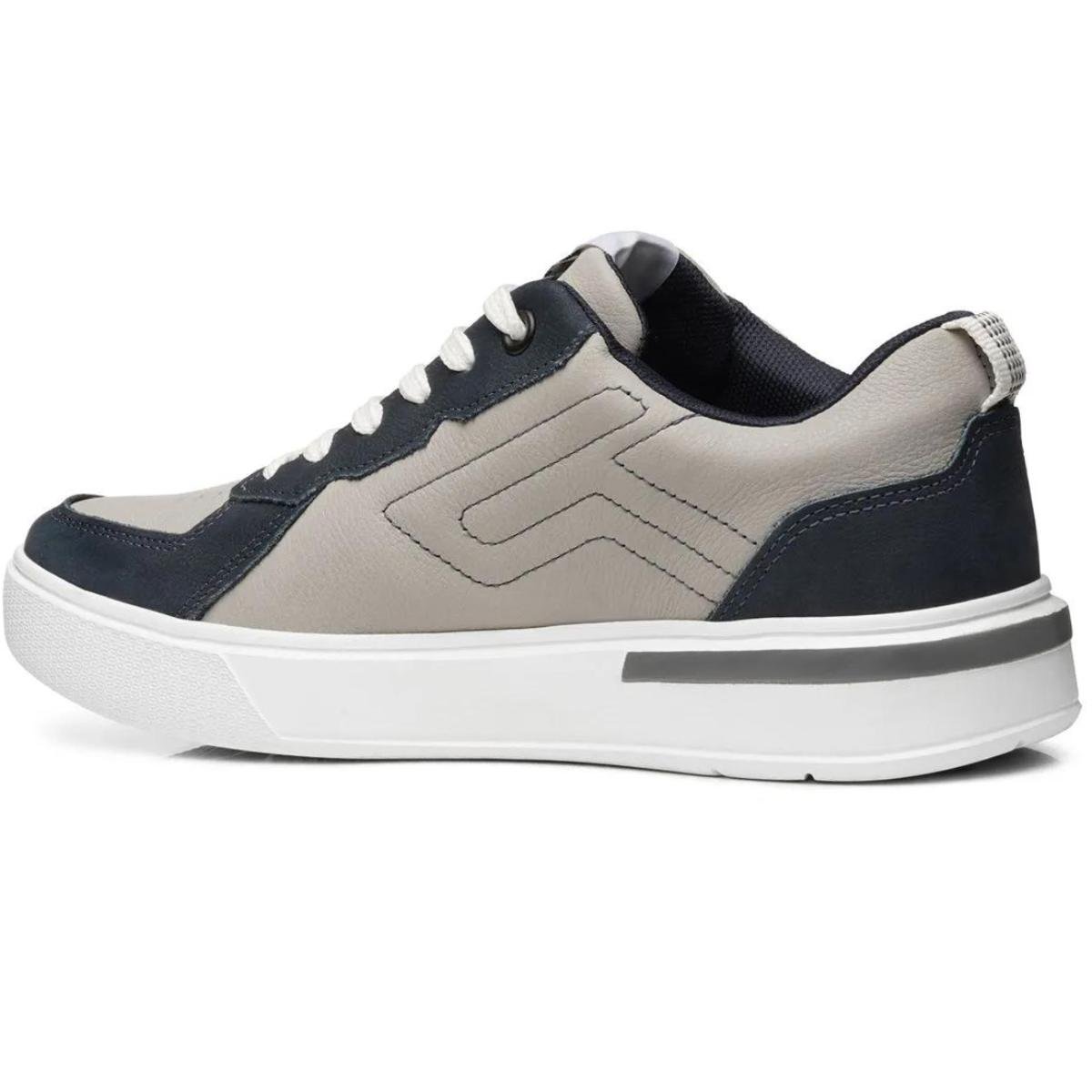 Tênis Couro Pegada Silver Casual Masculino - Bege e Preto Bege/Preto/Marrom 4