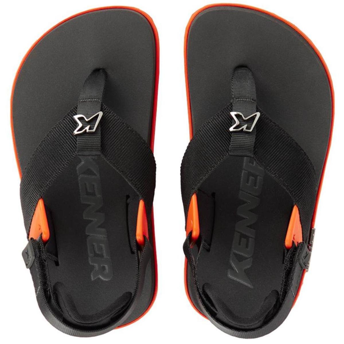 Chinelo Infantil Kenner Kivah Run Kids - Preto e Laranja Preto/Laranja 2