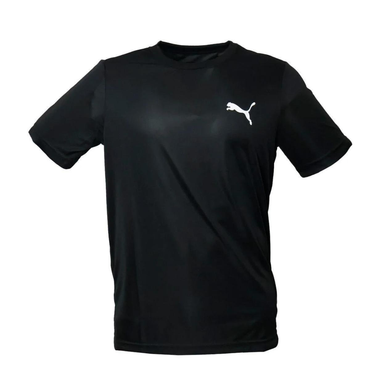 Camiseta Puma Small Poly Masculina Preto Preto/Branco