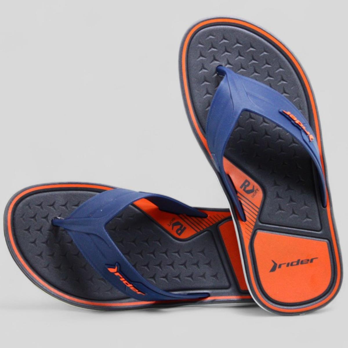 Chinelo Rider Weekend Masculino - Preto e Laranja Preto/Laranja/Azul 4