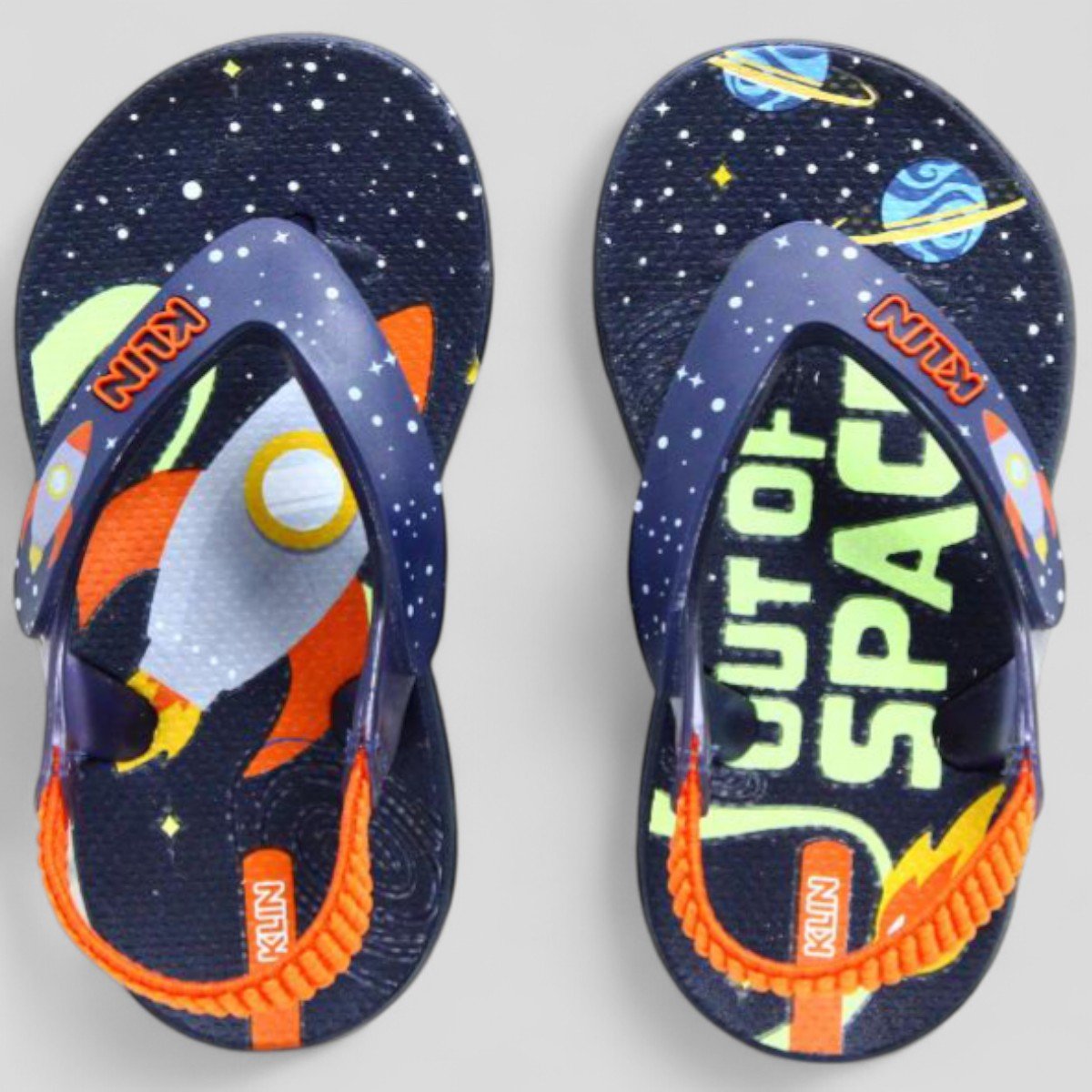 Chinelo Infantil Klin Acqua Print Foguete Menino - Marinho Marinho/Laranja 1