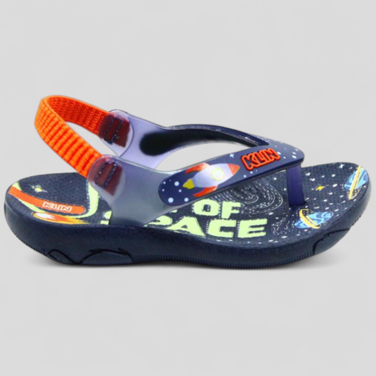 Chinelo Infantil Klin Acqua Print Foguete Menino - Marinho Marinho/Laranja 2