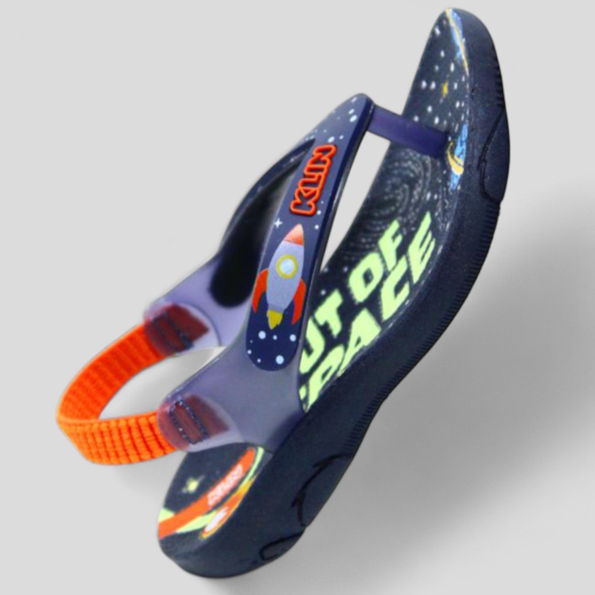 Chinelo Infantil Klin Acqua Print Foguete Menino - Marinho Marinho/Laranja 3