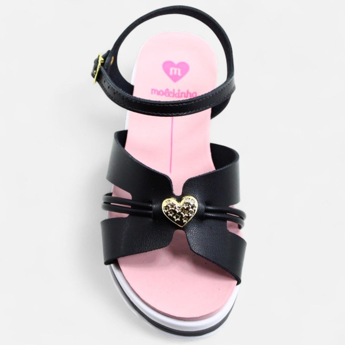 Sandália Infantil Molekinha Flatform Detalhe - Rosa e Preto Rosa/Preto 3
