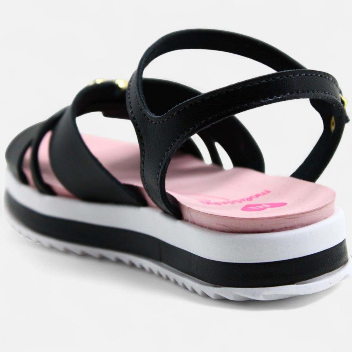 Sandália Infantil Molekinha Flatform Detalhe - Rosa e Preto Rosa/Preto 4