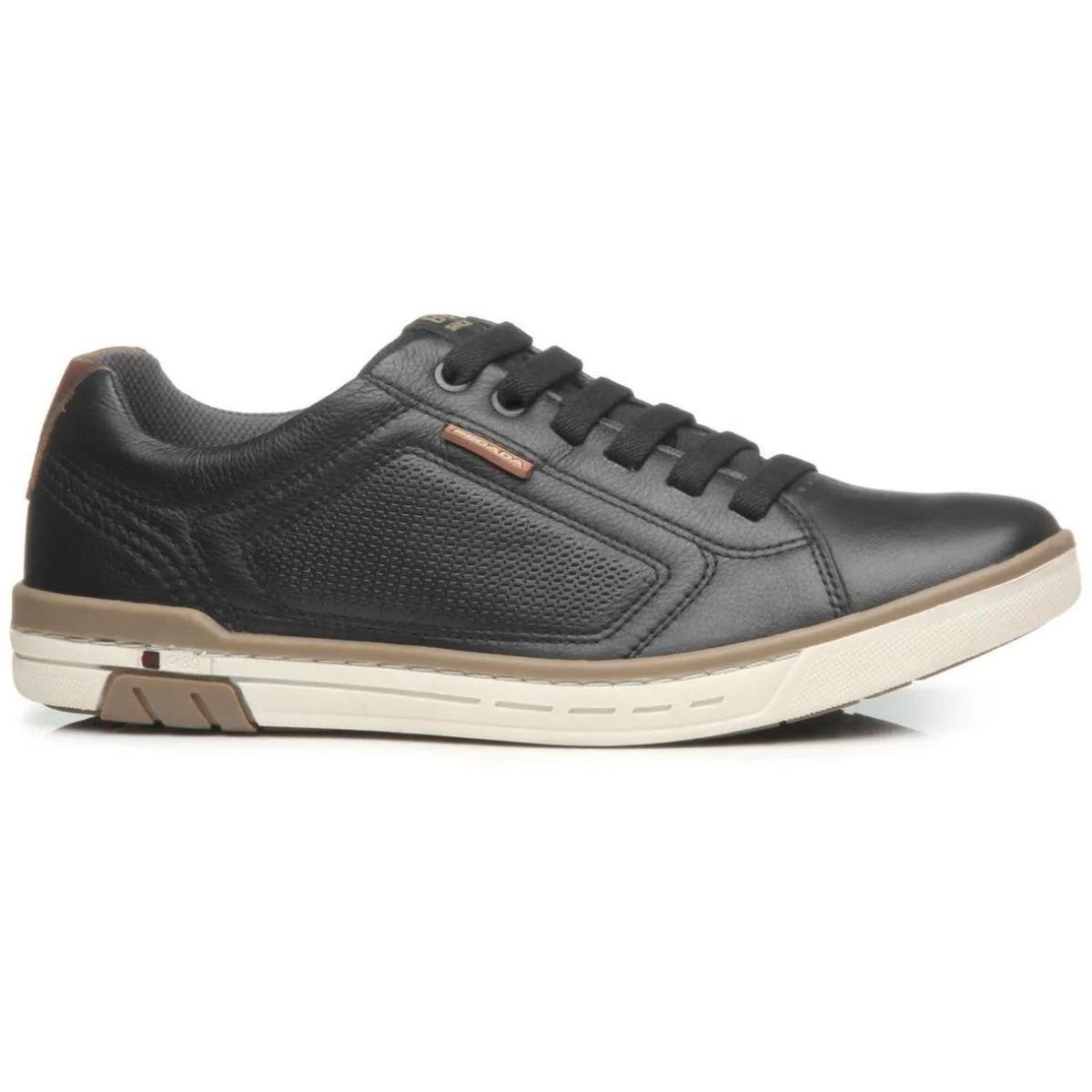 Sapatênis Couro Pegada Microperfuros Masculino - Preto Preto 2