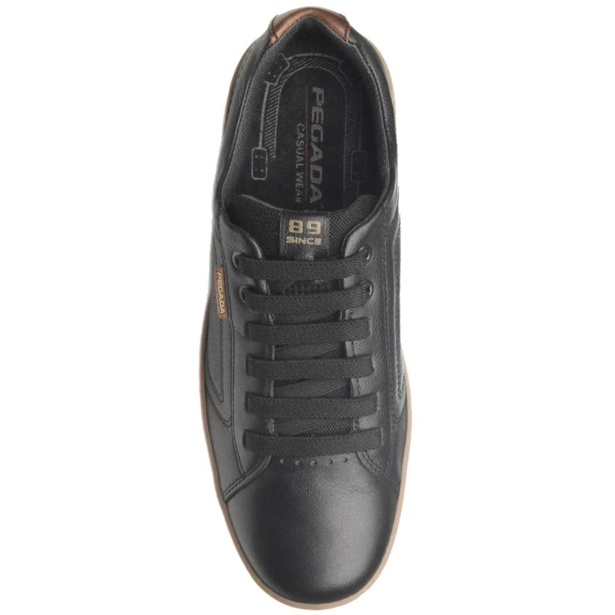 Sapatênis Couro Pegada Microperfuros Masculino - Preto Preto 3