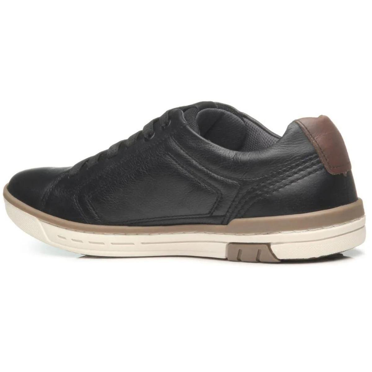 Sapatênis Couro Pegada Microperfuros Masculino - Preto Preto 4