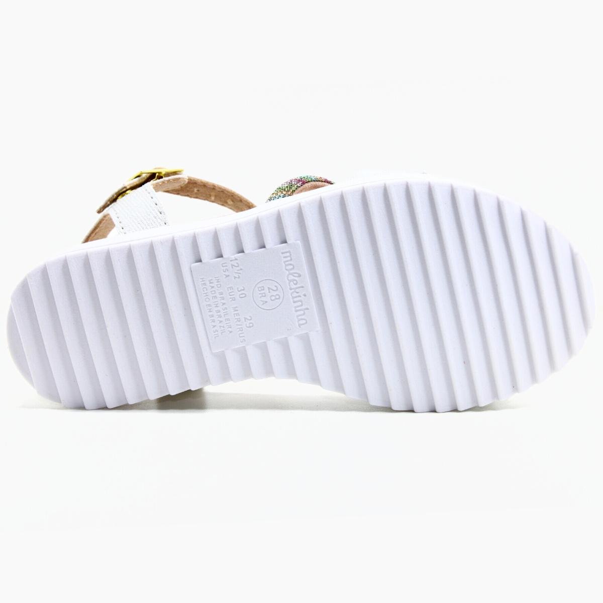 Sandália Infantil Molekinha Flatform Tira Strass Colorido - Rosa e Branco Rosa/Branco 5