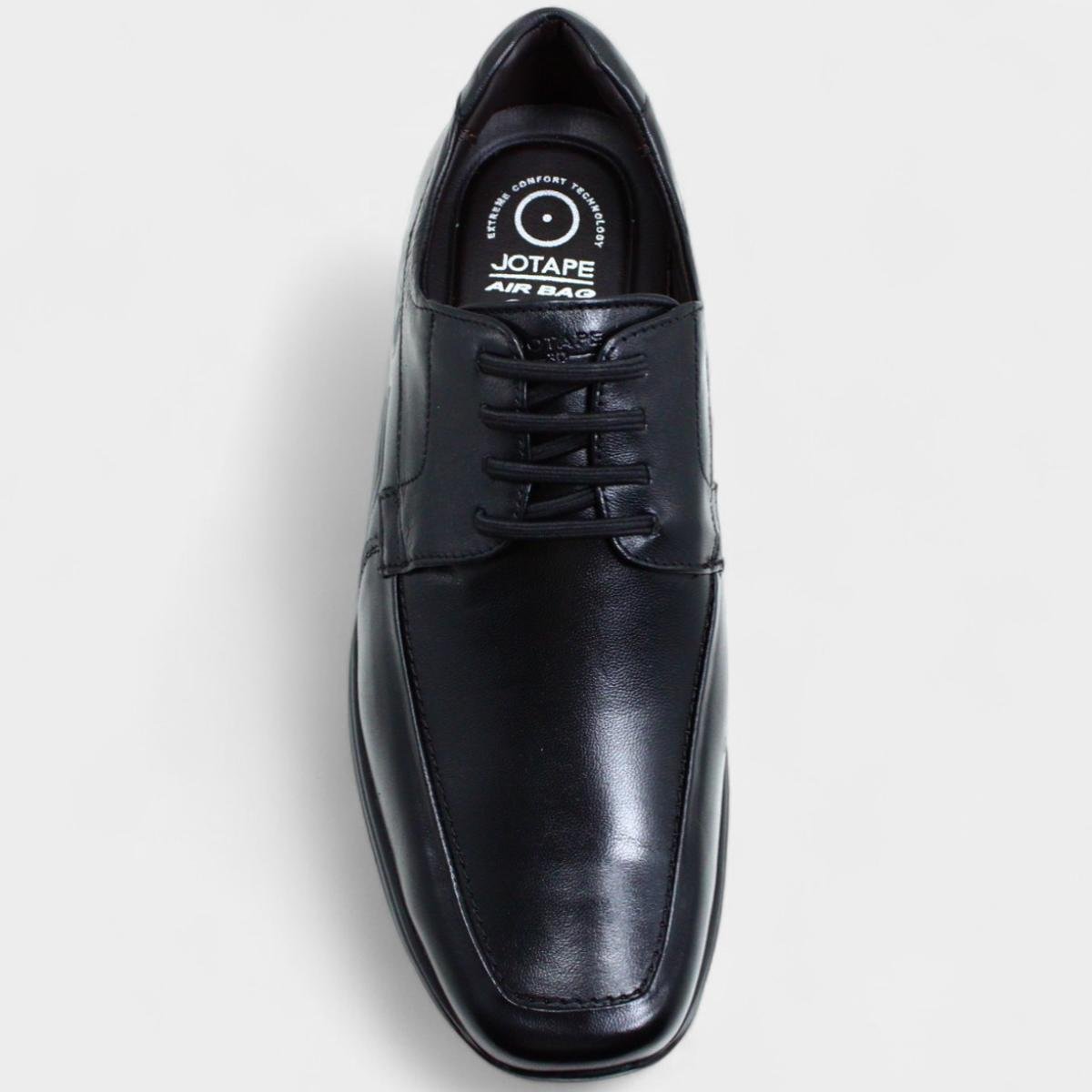 Sapato Social Jota Pe Couro 3D Double Air Masculino - Preto Preto 3
