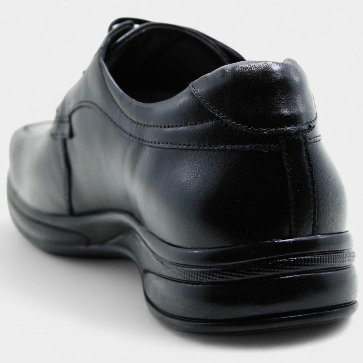 Sapato Social Jota Pe Couro 3D Double Air Masculino - Preto Preto 4
