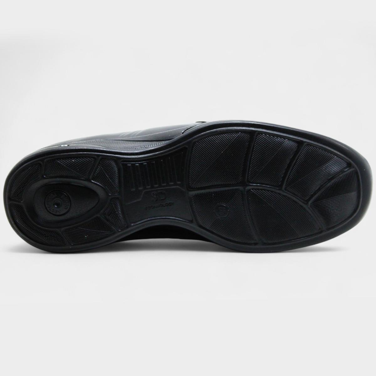 Sapato Social Jota Pe Couro 3D Double Air Masculino - Preto Preto 5