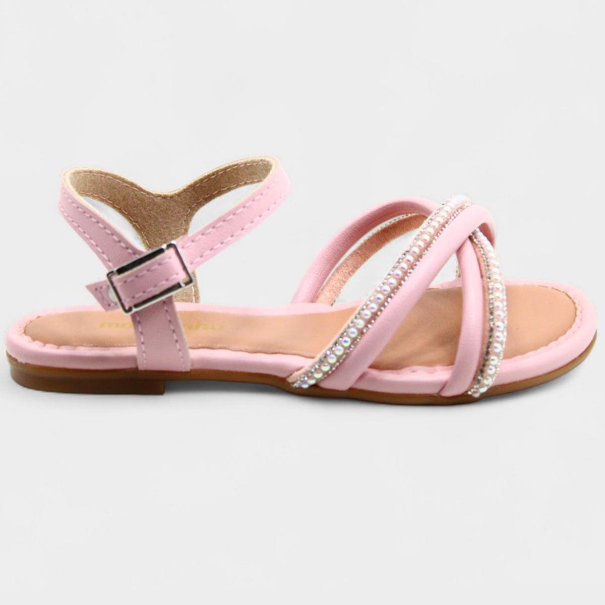 Sandália Infantil Molekinha Tira Cruzada Strass - Rosa Rosa 2