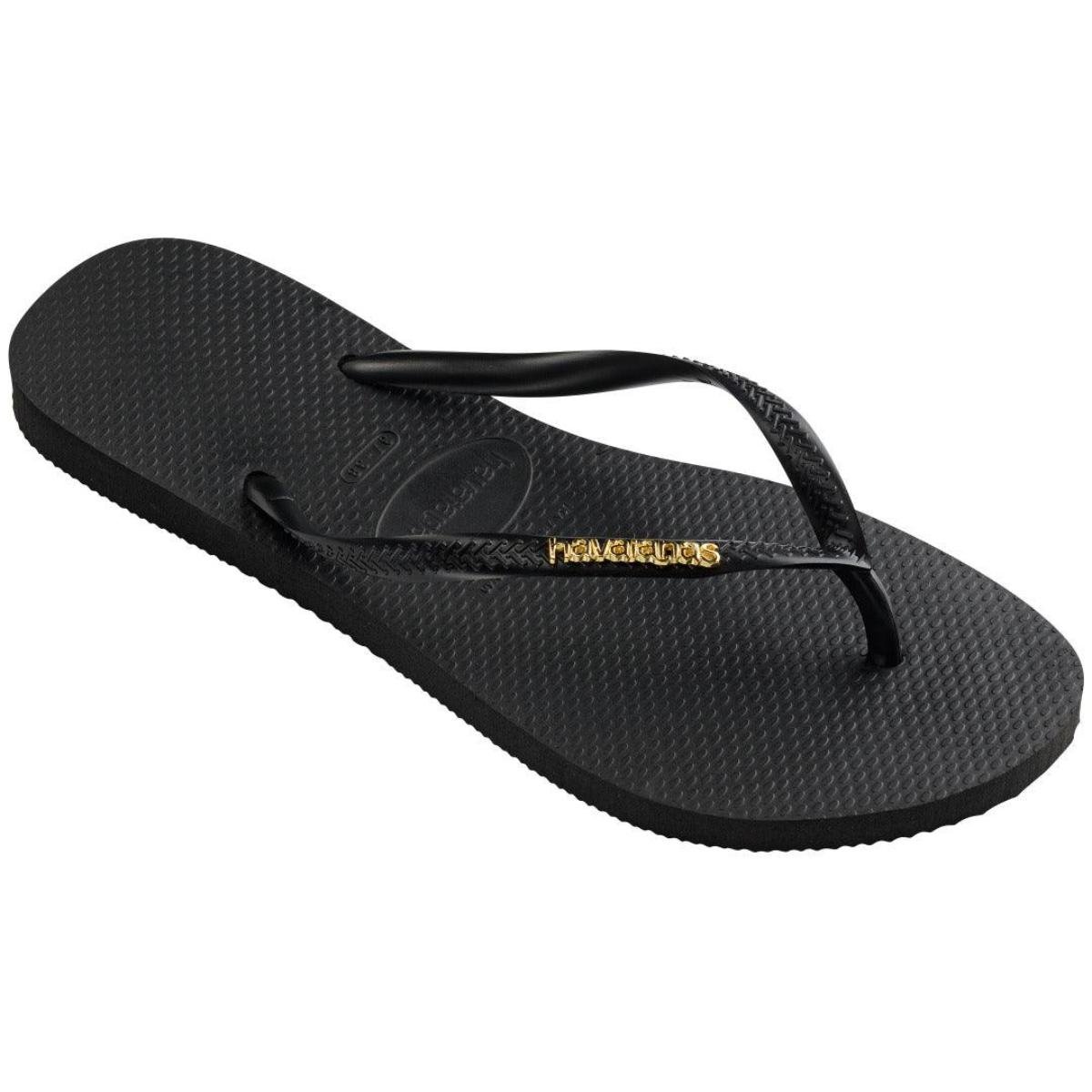 Chinelo Havaianas Slim Logo Metallic Feminino - Preto Preto 2