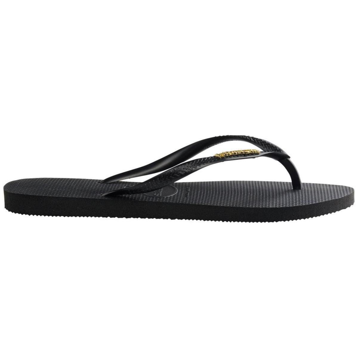 Chinelo Havaianas Slim Logo Metallic Feminino - Preto Preto 3