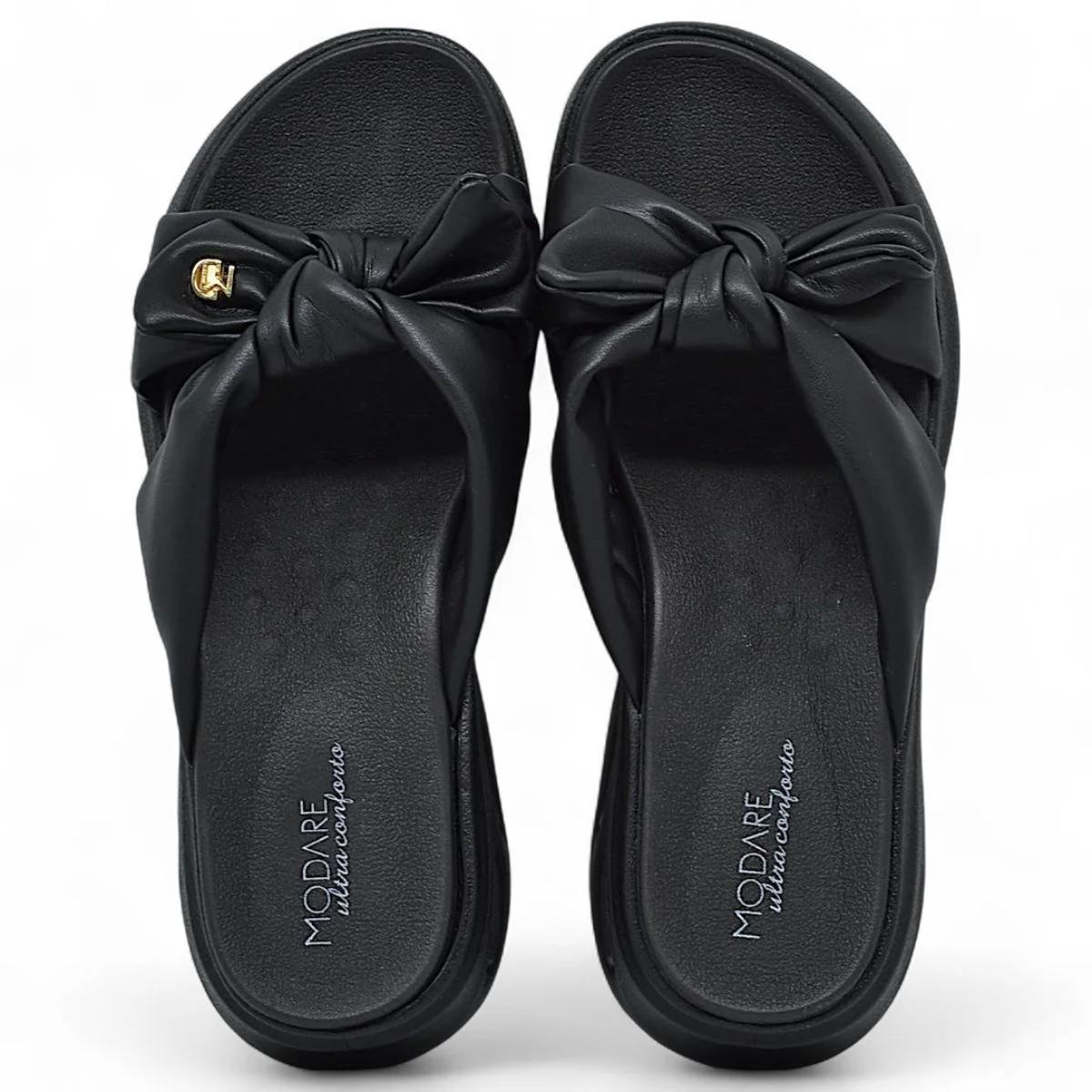 Tamanco Modare Plataforma Laço Feminino - Preto Preto 3