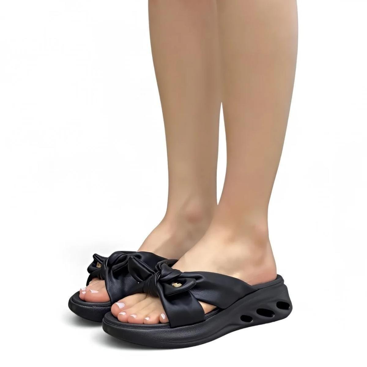 Tamanco Modare Plataforma Laço Feminino - Preto Preto 6