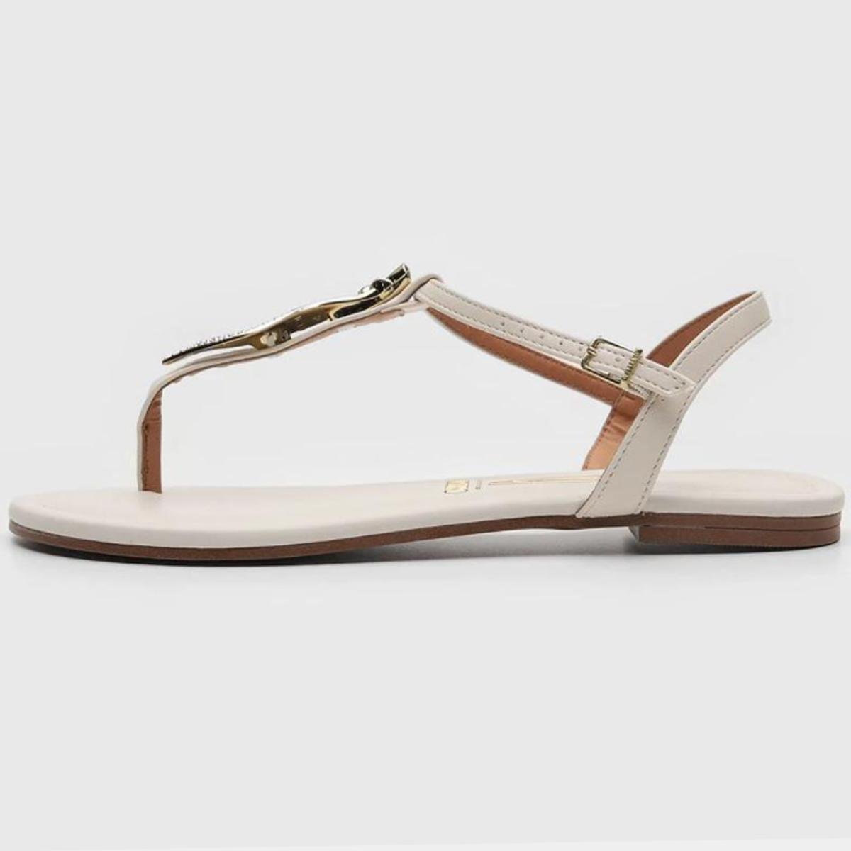 Rasteira Vizzano Detalhe Folha Feminina - Off White Branco 2