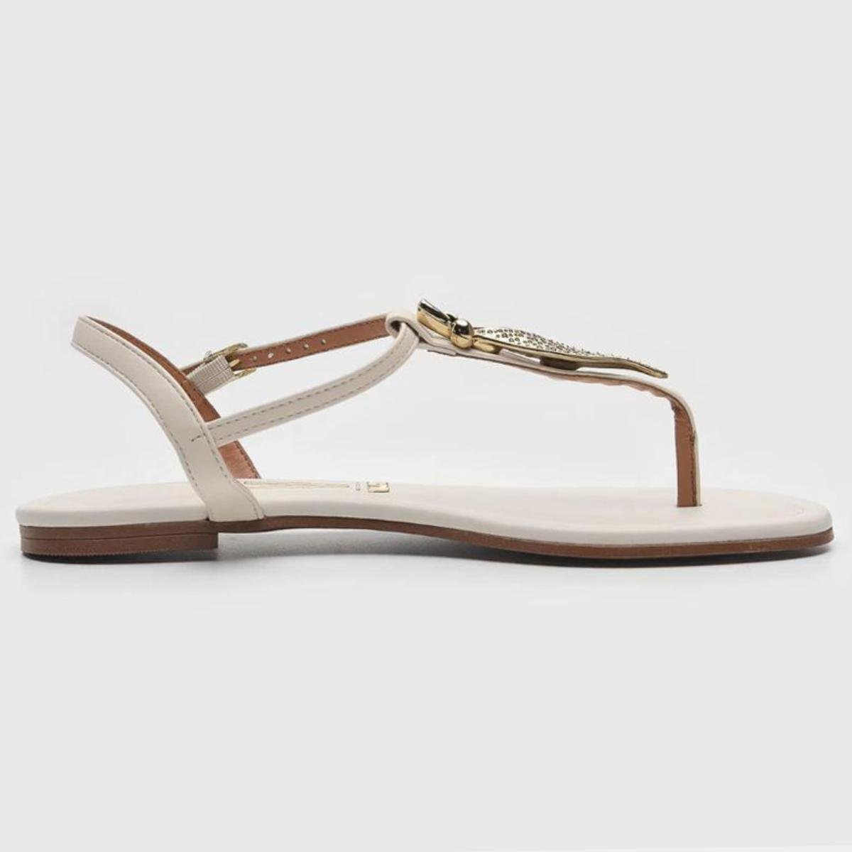 Rasteira Vizzano Detalhe Folha Feminina - Off White Branco 4