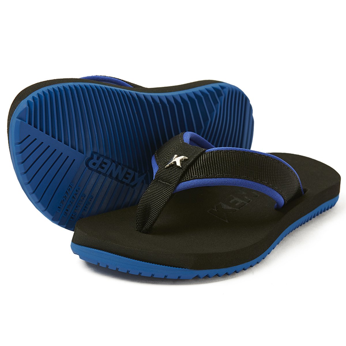 Chinelo Infantil Kenner Kivah Cushy Kids - Preto e Azul