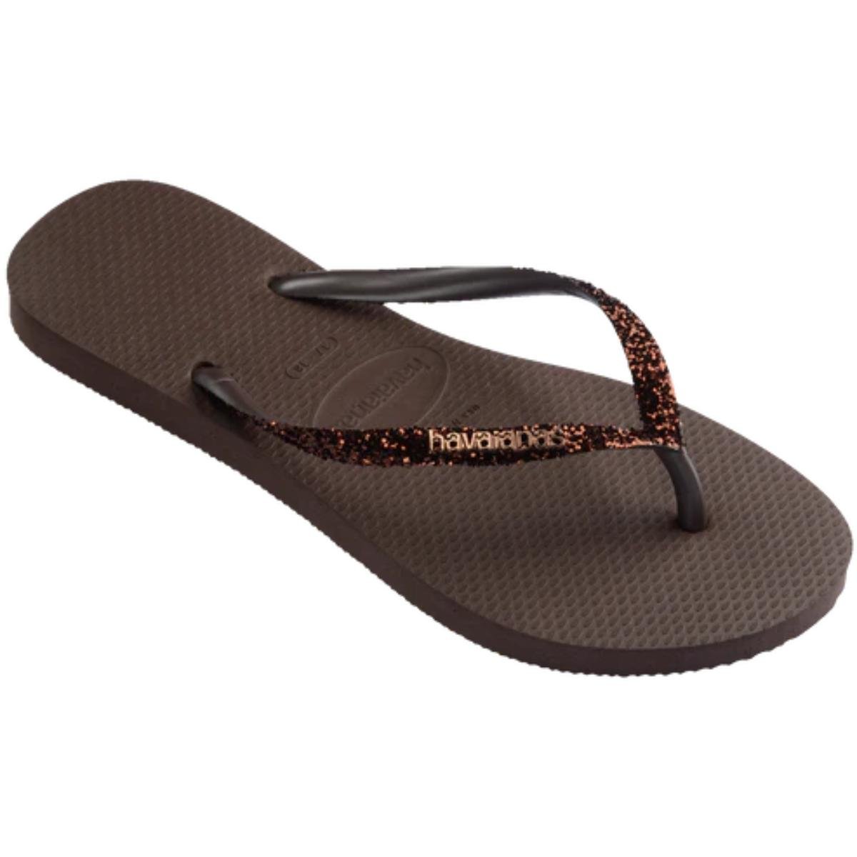 Chinelo Havaianas Slim Glitter II Feminino - Marrom Marrom 2